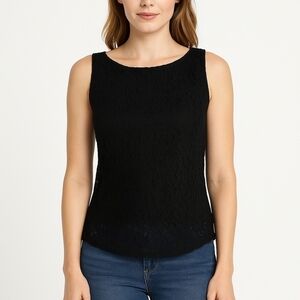 Aritzia Babaton Black sheer Lace Sleeveless Top with Back Slits